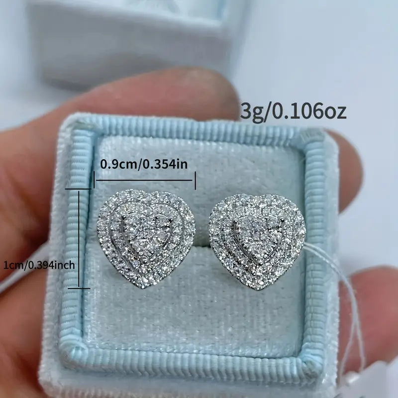 Heart Shape Danburite Inlaid Design Copper Earrings