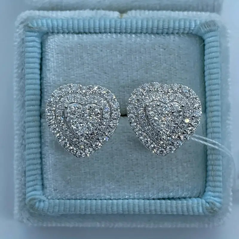 Heart Shape Danburite Inlaid Design Copper Earrings