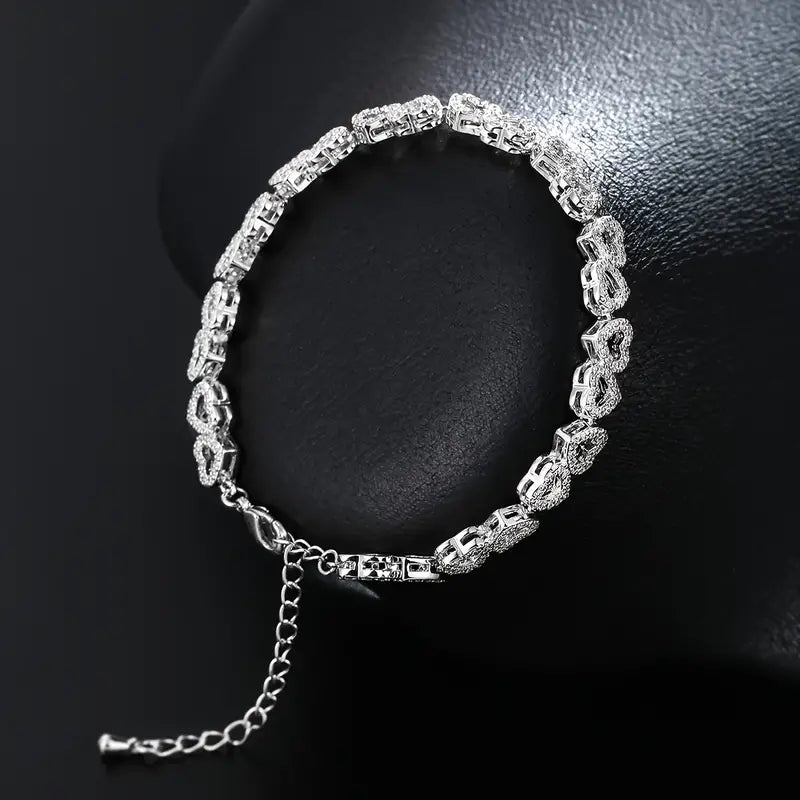 Elegant Shining Cubic Danburite Heart Bracelet