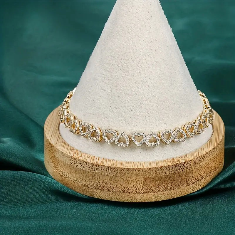 Elegant Shining Cubic Danburite Heart Bracelet