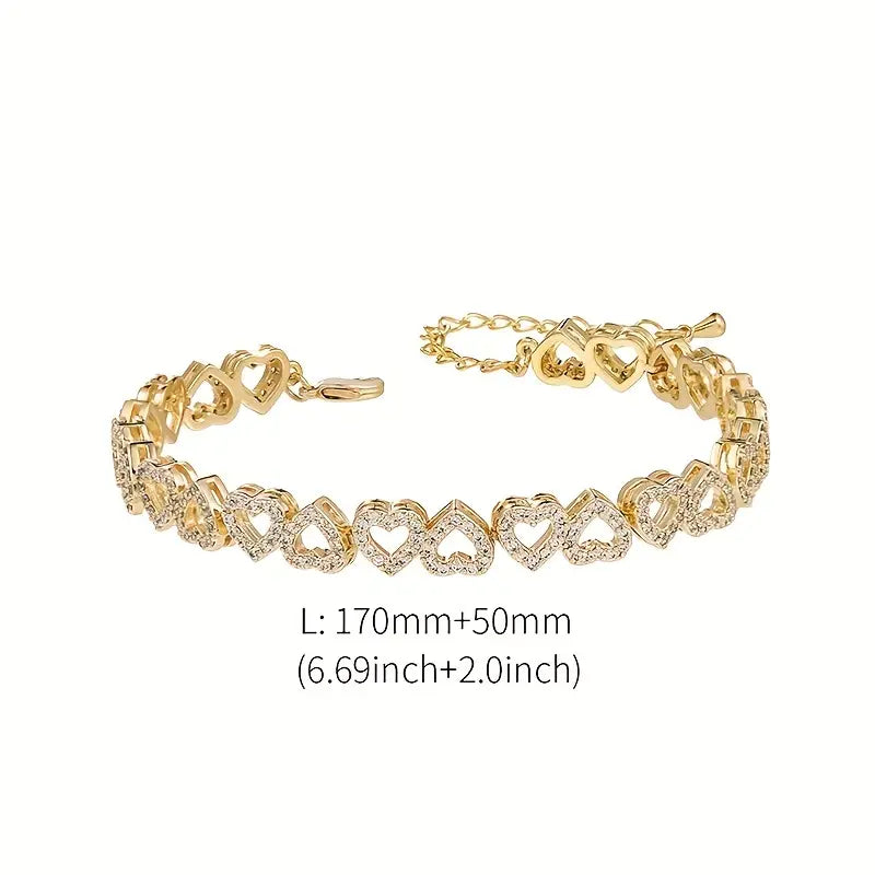Elegant Shining Cubic Danburite Heart Bracelet