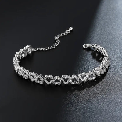 Elegant Shining Cubic Danburite Heart Bracelet