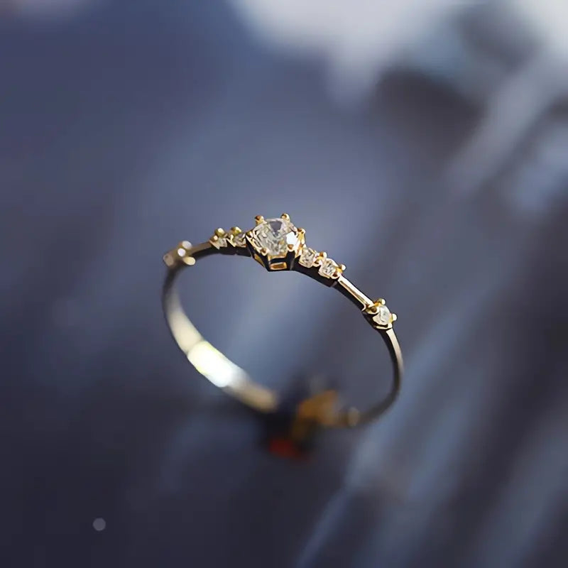 14k Plated Paved Shining  Danburite Silver Ring