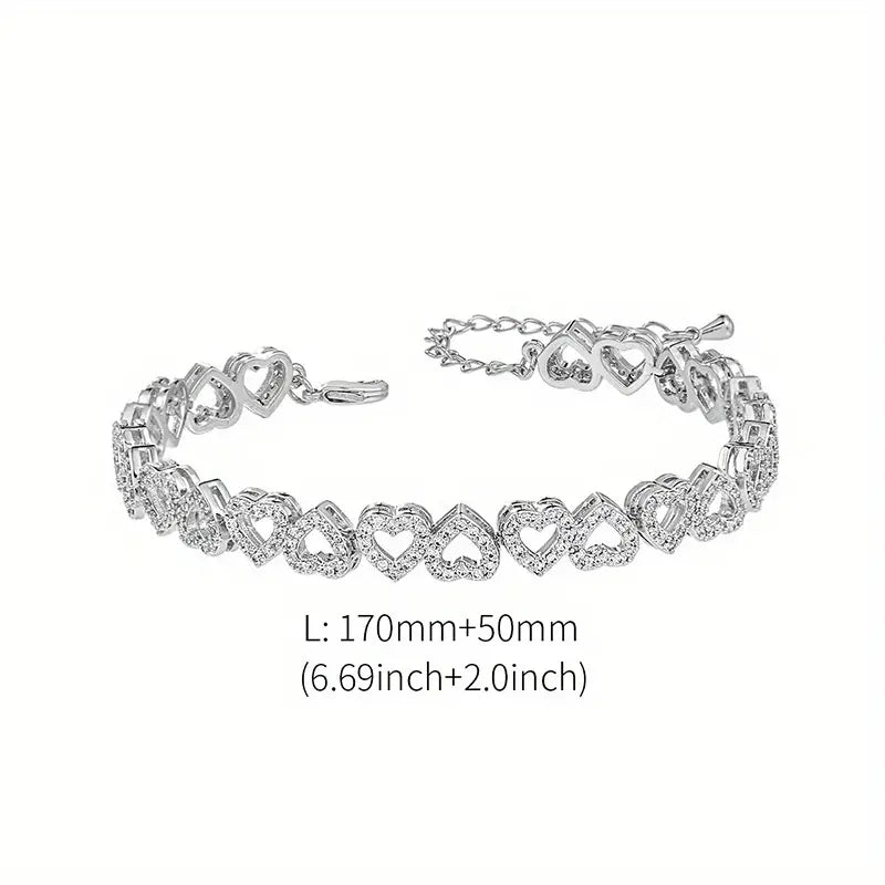 Elegant Shining Cubic Danburite Heart Bracelet