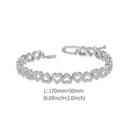 Elegant Shining Cubic Danburite Heart Bracelet